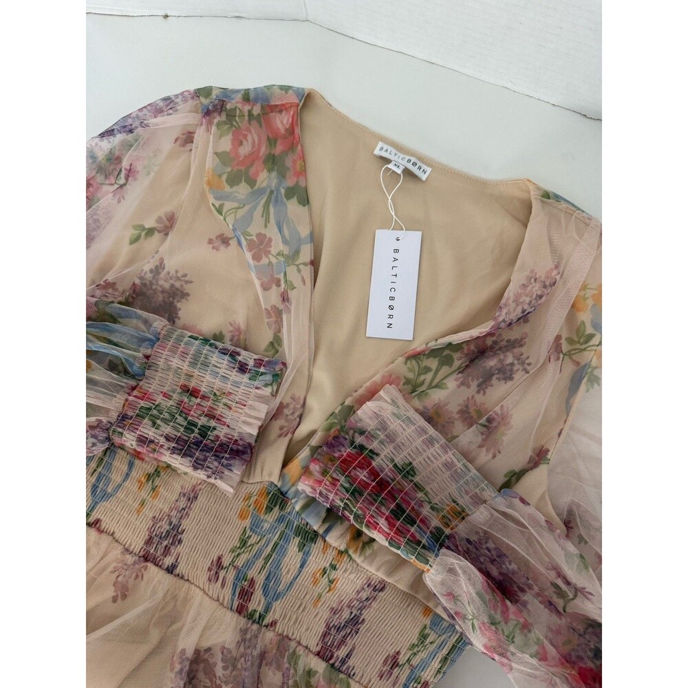NWT Baltic Born Women's XL Romantic Floral Layla Tulle Maxi Dress Long Sleeve - Picture 2 of 16